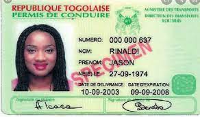 Permis de conduire togolais — spécimen officiel recto